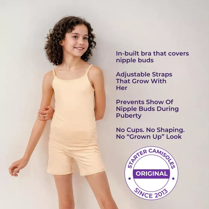 Teen Camisole | Flat Padded | Prevents Show Of Nipple Buds | Pack Of 5 - Adira