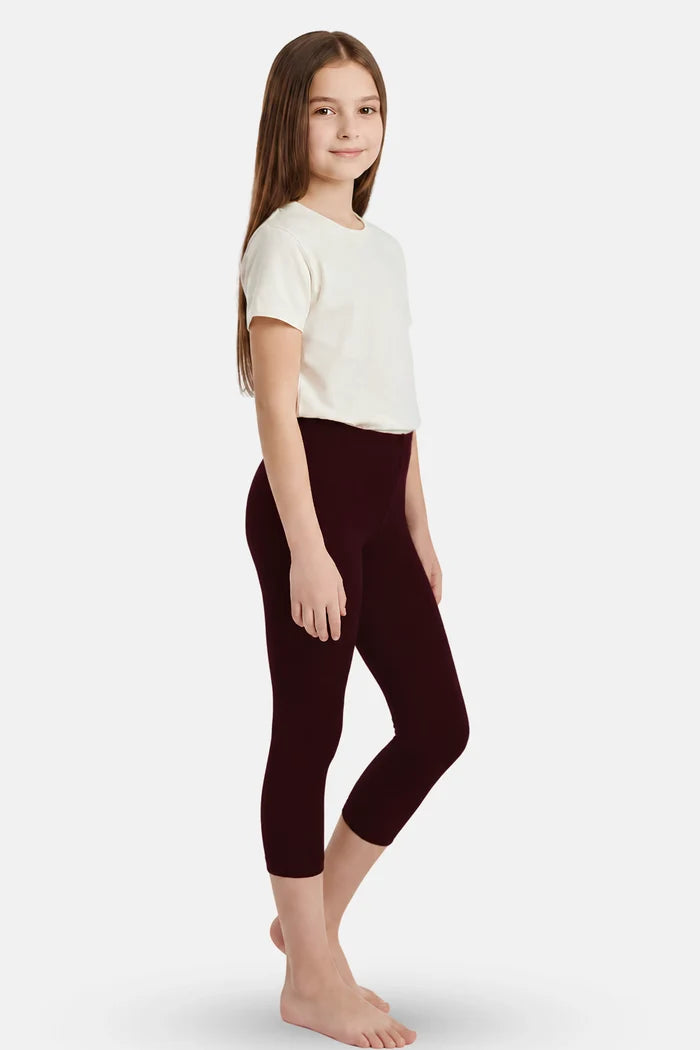 teen girls wearing cropped leggings - product image- brown