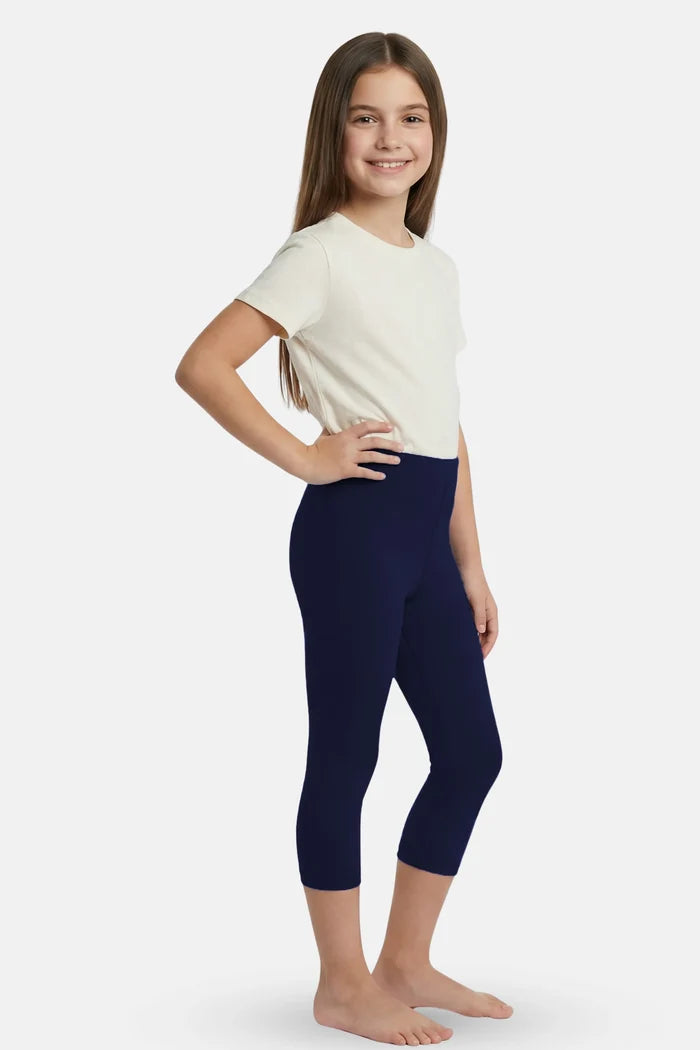 Navy blue -cropped leggings for teen girls