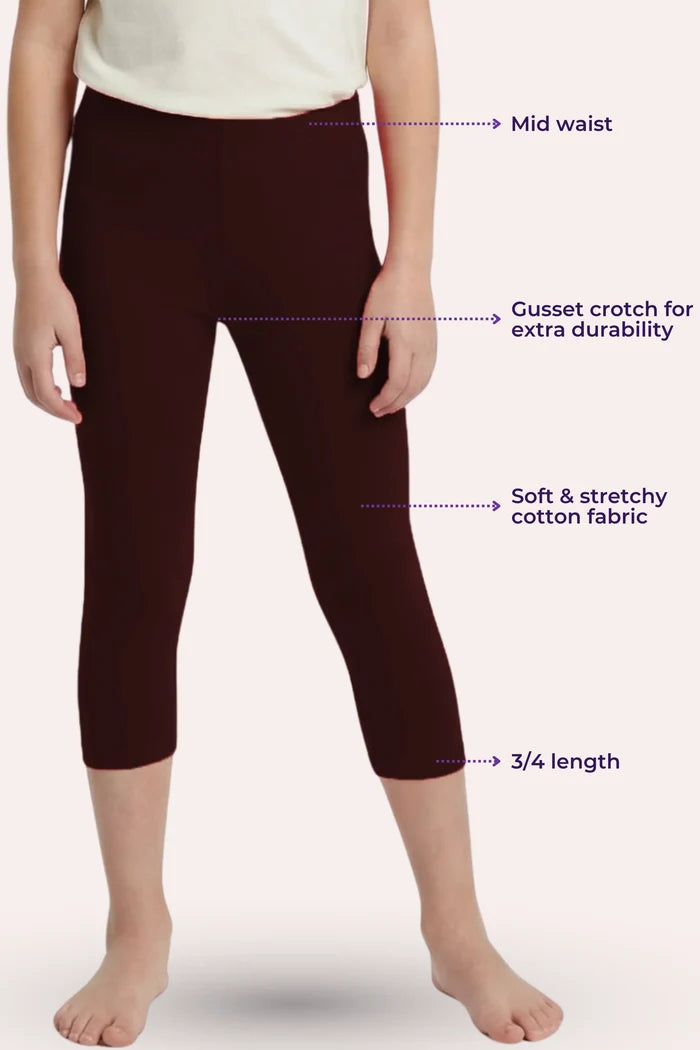 Short Leggings For Teen Girls -colour- Brown