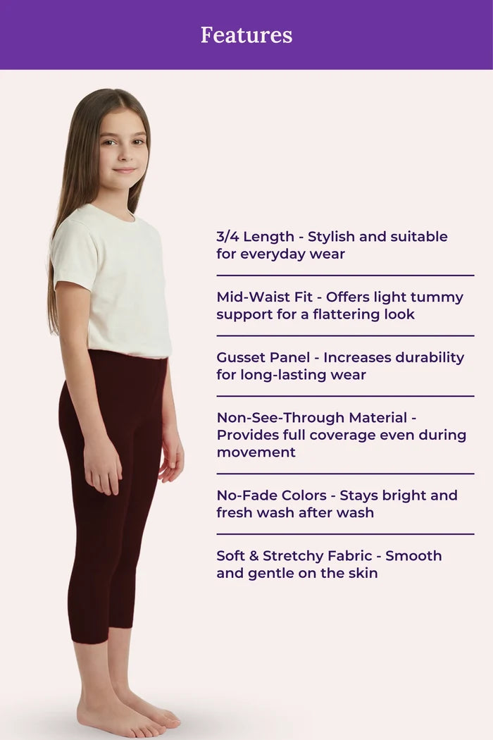 Brown colour cropped Leggings for Teen Girls