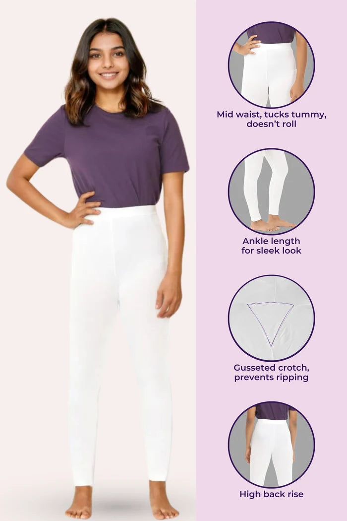 legging for girls -product image - white