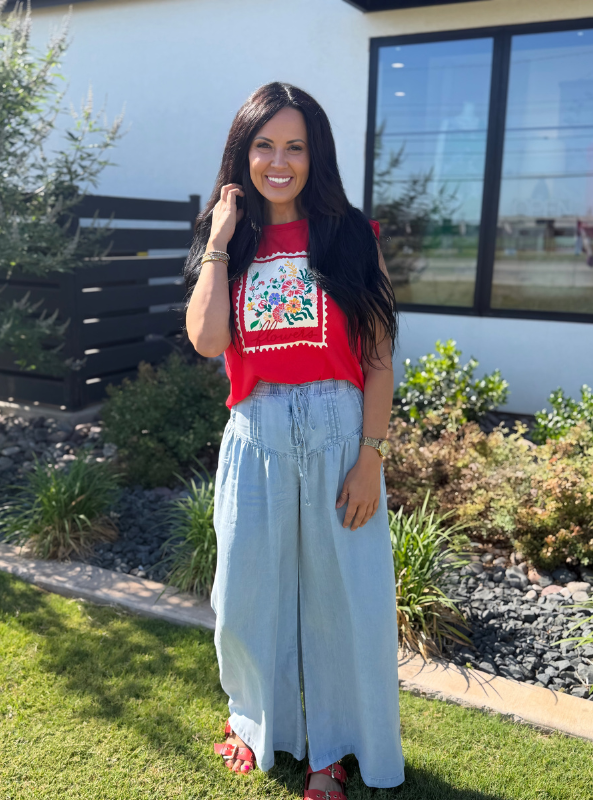 Tencel-Pleated Wide Leg Pants