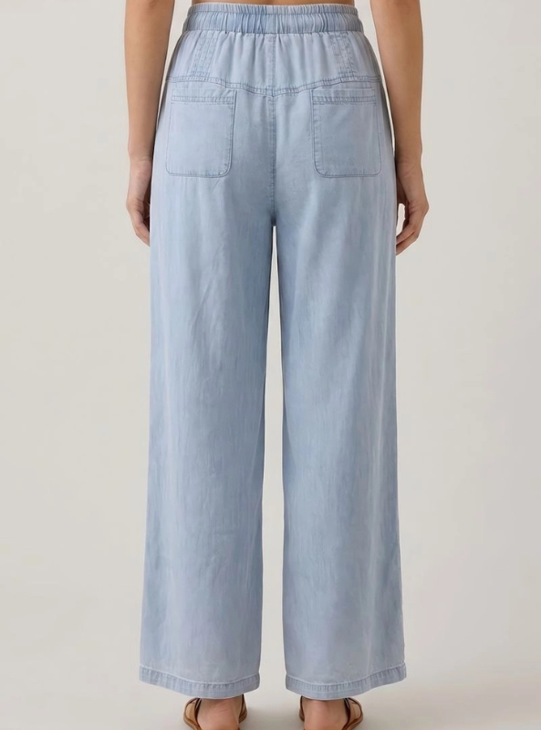 Tencel-Pleated Wide Leg Pants