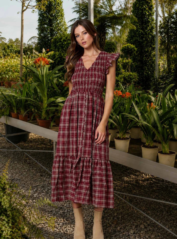 The Brielle Dress- Burgundy