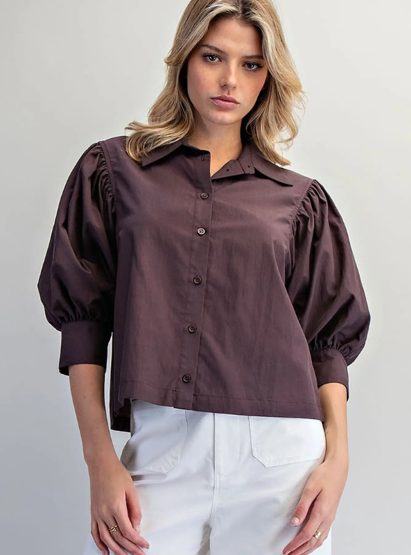 The Charlotte Blouse- Deep Brown