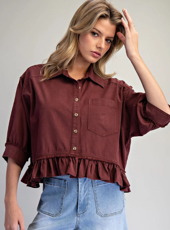 The Hadley Blouse- Wine