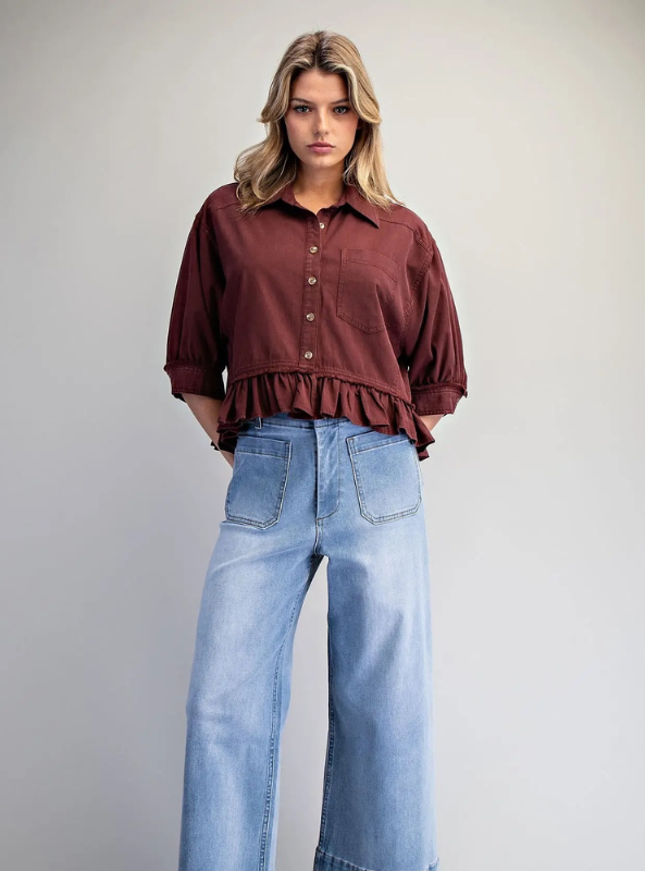 The Hadley Blouse- Wine
