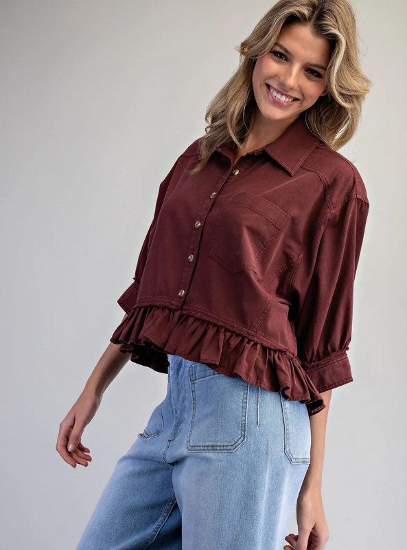 The Hadley Blouse- Wine