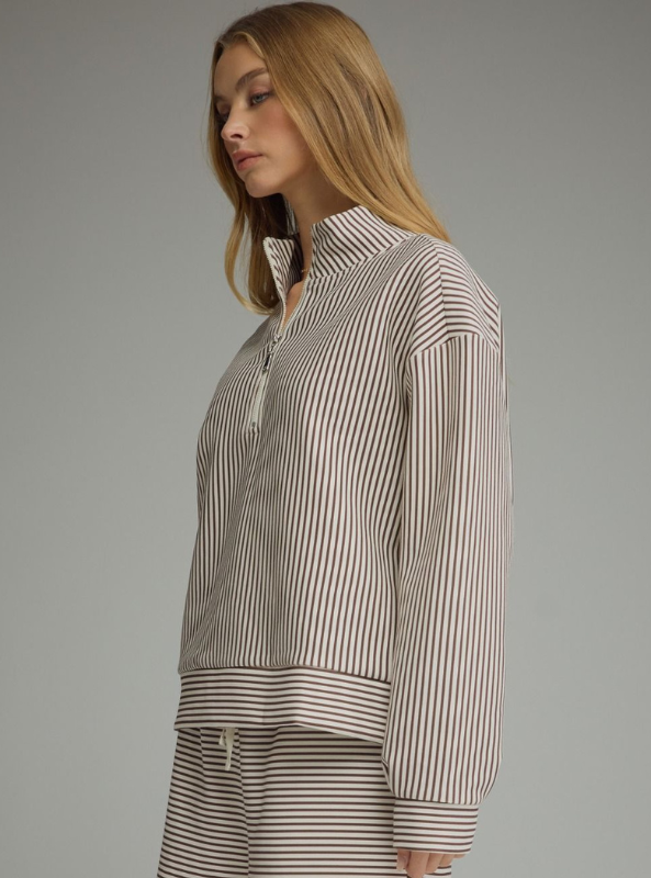 The Hampton Quarter Zip- Brown