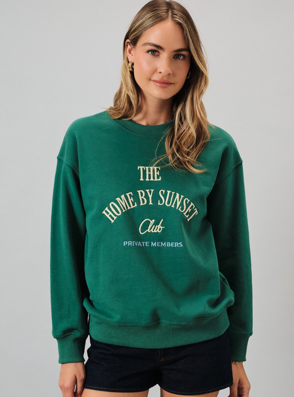 "The Home By Sunset Club" Sweatshirt- Hunter Green
