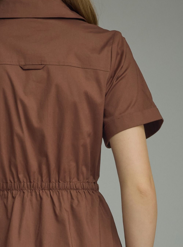 The Sloane Shirt Dress- Brown