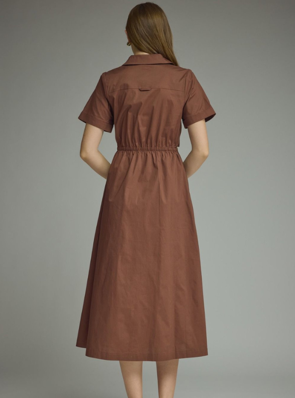 The Sloane Shirt Dress- Brown
