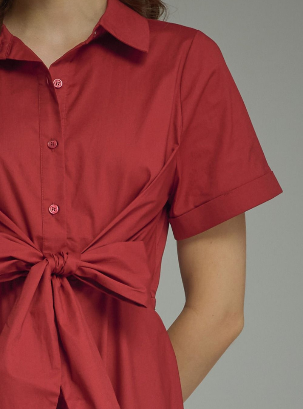 The Sloane Shirt Dress- Burgundy