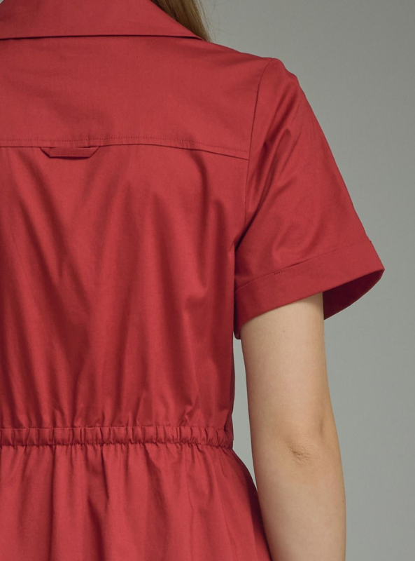 The Sloane Shirt Dress- Burgundy