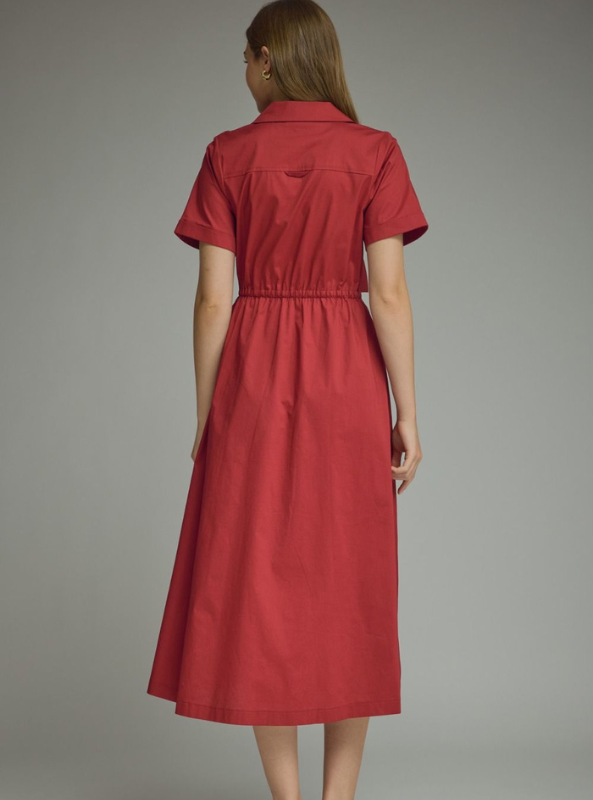 The Sloane Shirt Dress- Burgundy