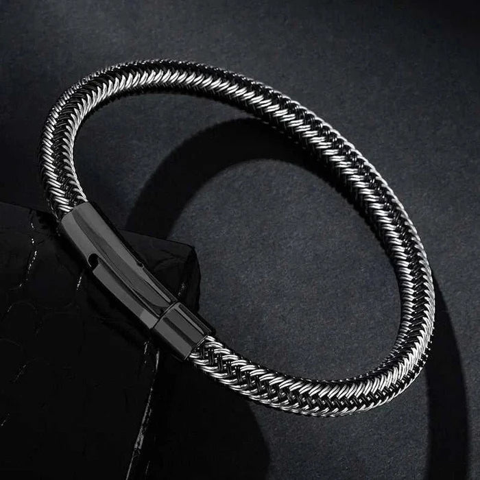 Thin wire stainless steel bracelet - AntoniosClothing - Black