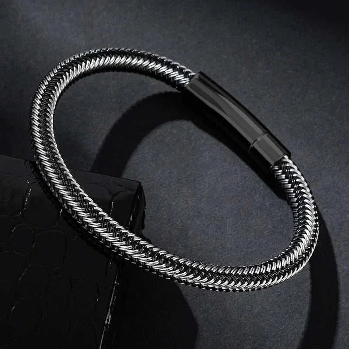 Thin wire stainless steel bracelet - AntoniosClothing - Black