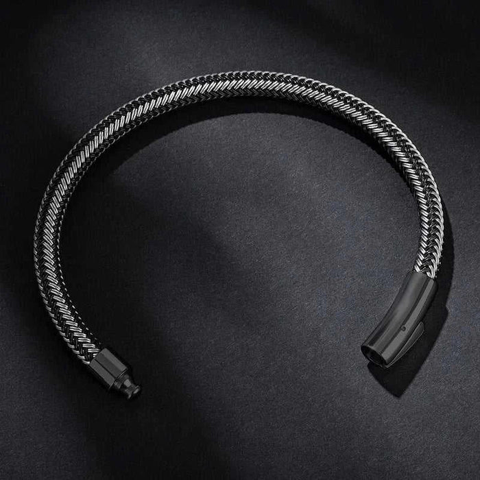Thin wire stainless steel bracelet - AntoniosClothing - Black
