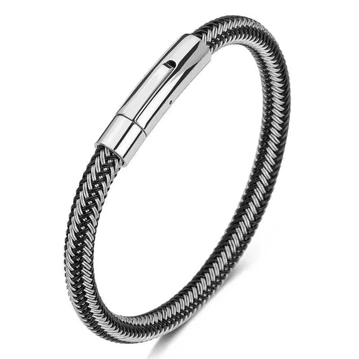 Thin wire stainless steel bracelet - AntoniosClothing - Black