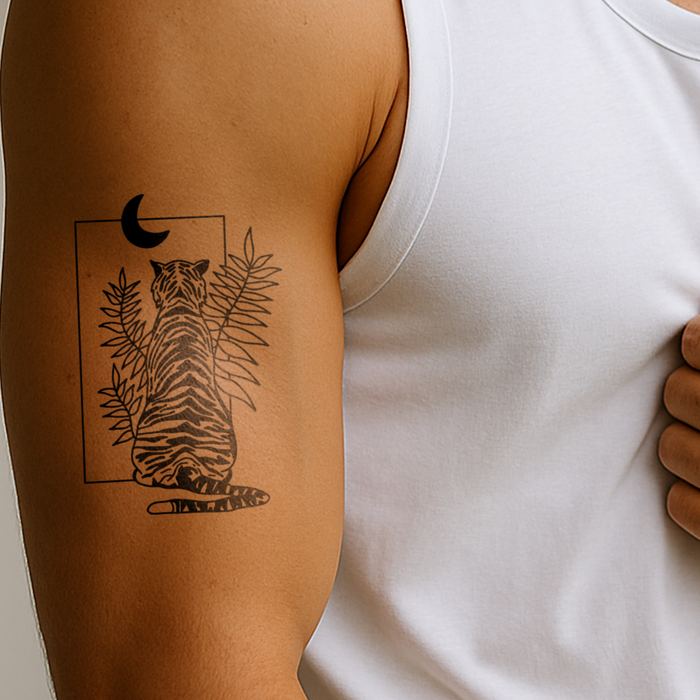 Tiger im Rechteck Tattoo