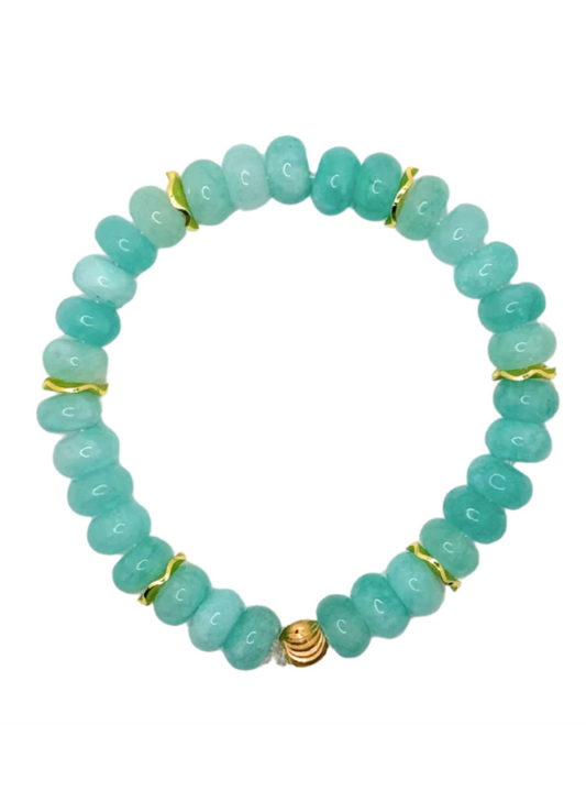 Turquoise Gemstone Bracelet with Gold Accents