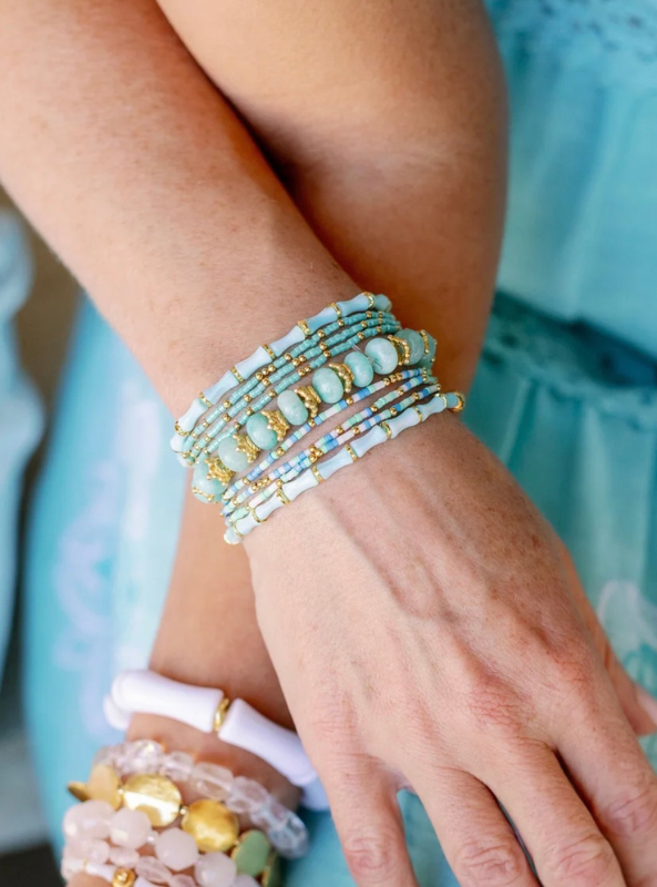 Turquoise Gemstone Bracelet with Gold Accents