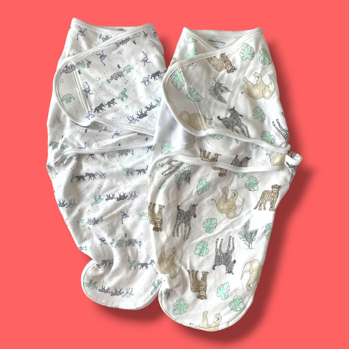 white Aden & Anais set of 2 swaddles, 0-3m