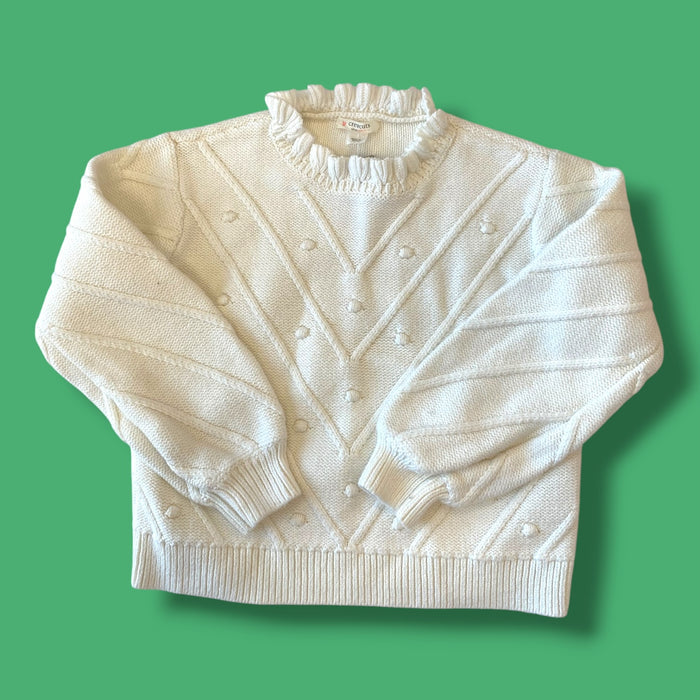 White Crew Cuts Knit Sweater, 6-7Y