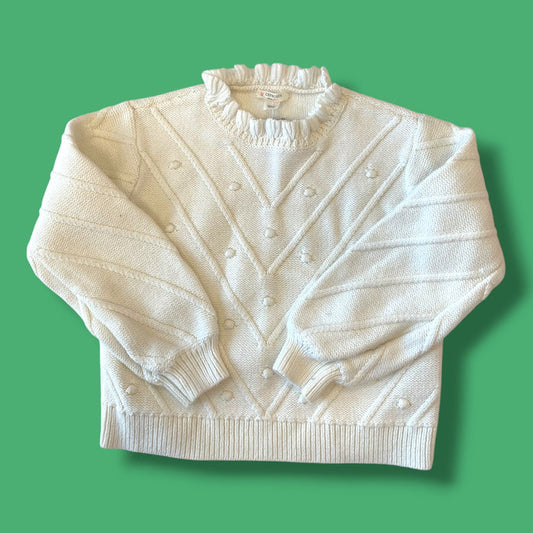 White Crew Cuts Knit Sweater, 6-7Y
