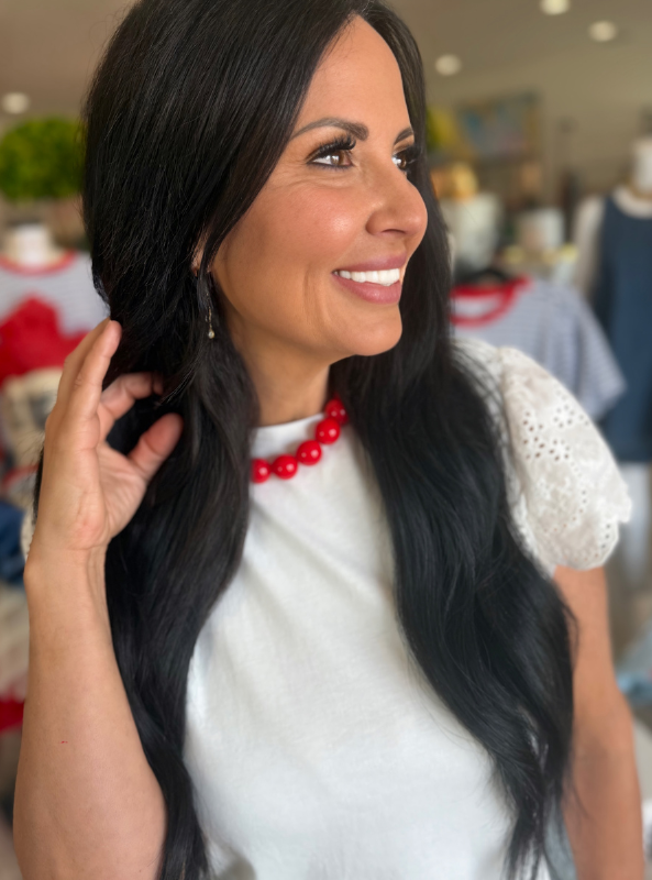 White Eyelet Short Sleeve Top