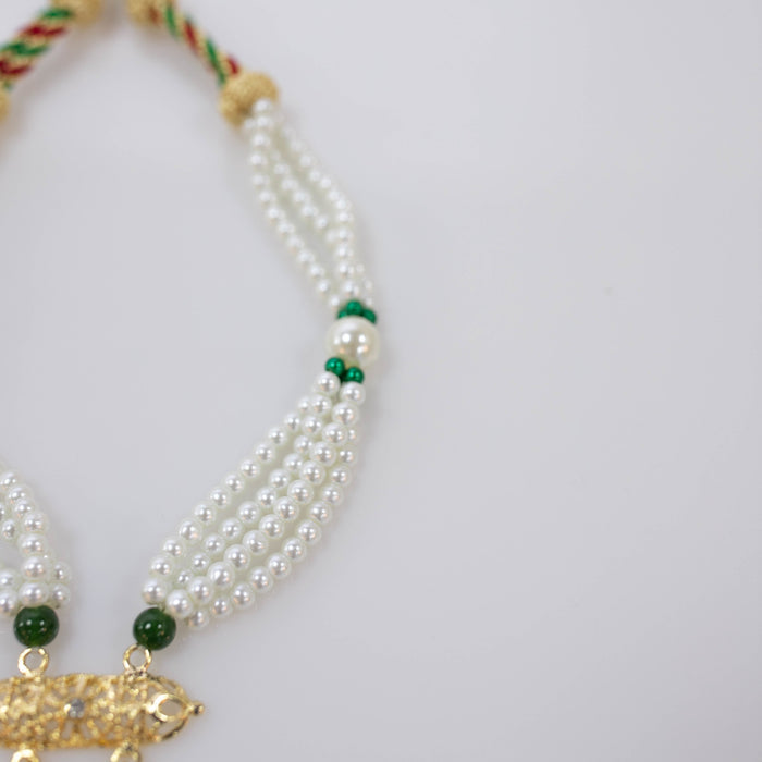 WHITE GREEN PEARL NECKLACE HNIA