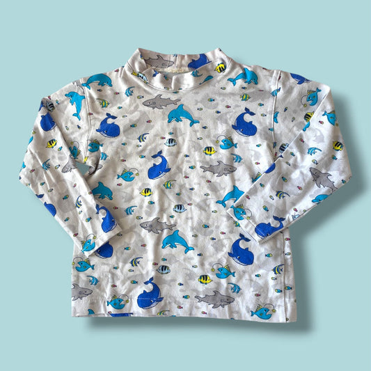 white handmade underwater long sleeve, 3/4Y
