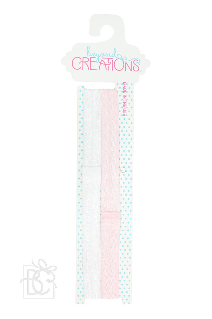 White & Light Pink Skinny Elastic Headband Pack