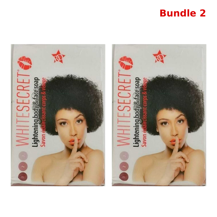 White Secret Lightening Body & Face Soap, brightening cleansing bar designed to gently remove dirt and impurities while helping leave facial and body skin feeling clean, smooth, refreshed, and radiant-looking.