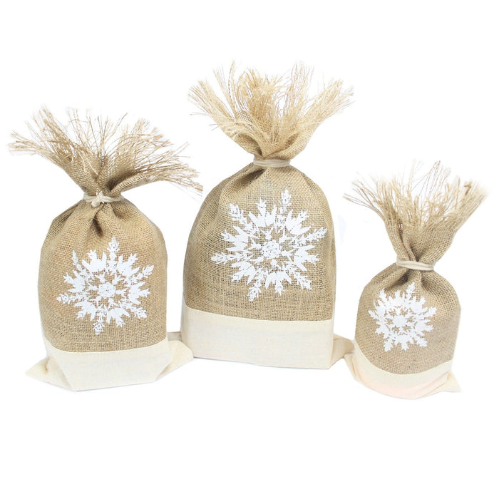 White & Snowflake Pouch Set of 3