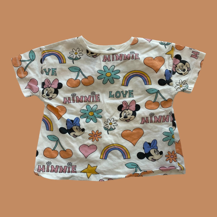 white Zara minnie tee, 12-18m