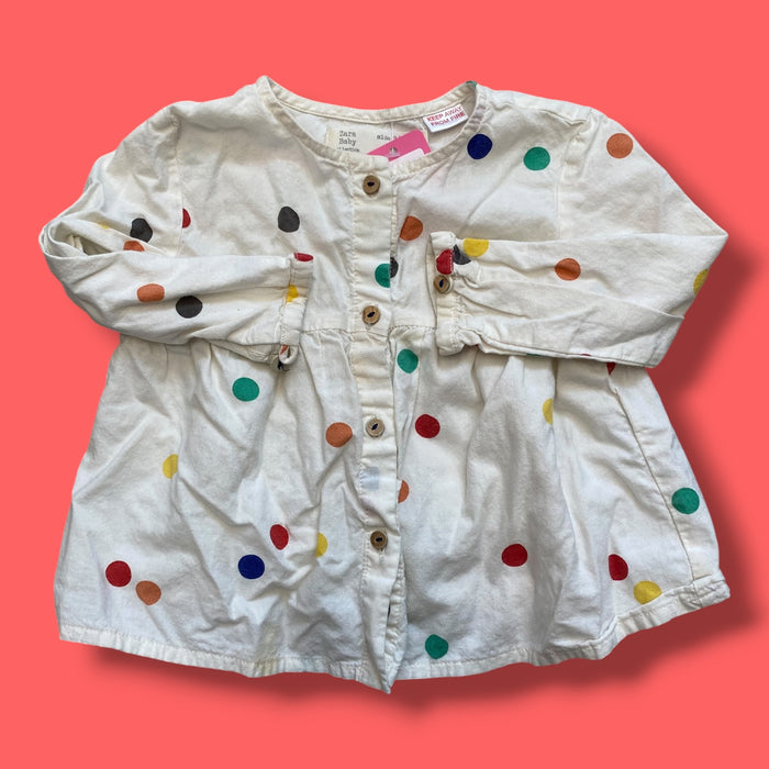 white Zara polkadot long sleeve, 9-12m
