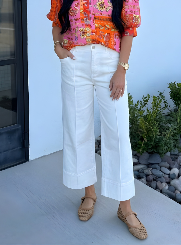 Wide Leg Pintuck Pants- Off White