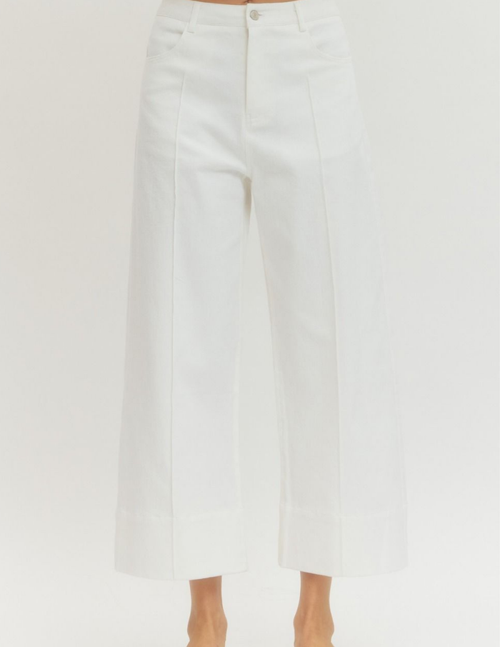 Wide Leg Pintuck Pants- Off White