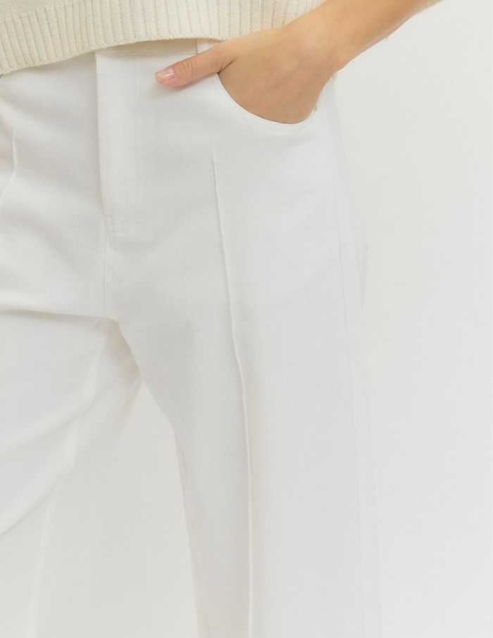 Wide Leg Pintuck Pants- Off White