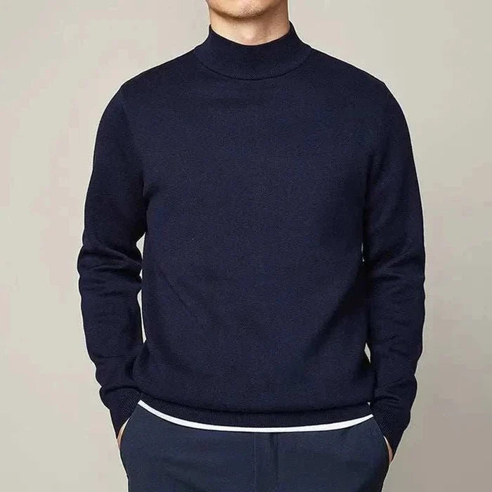 Winter half turtleneck sweater - AntoniosClothing - Navy Blue