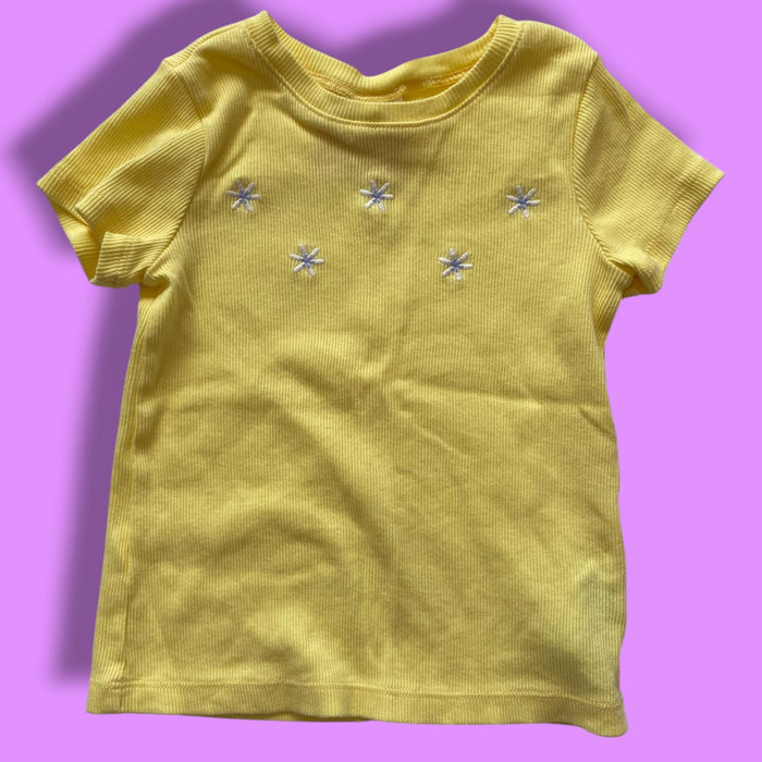 yellow Gap ribbed flower tee, 4Y