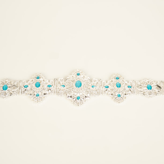 Zen  Silver / Azure blue Belt