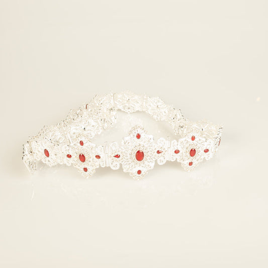 Zen  Silver /Pomegrante Belt