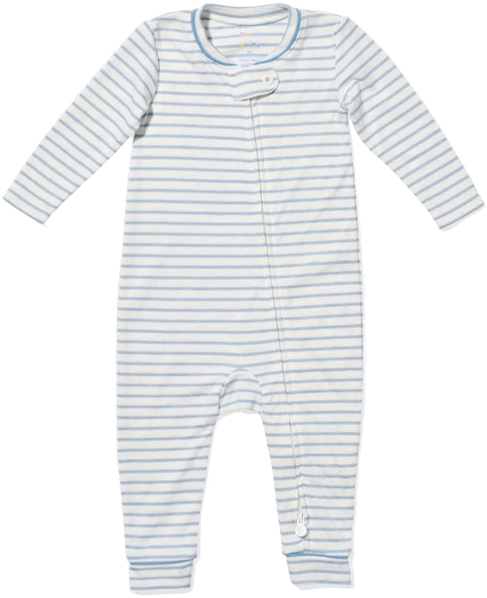 Ziggy Zip Romper - Dusty Blue Mini Stripe