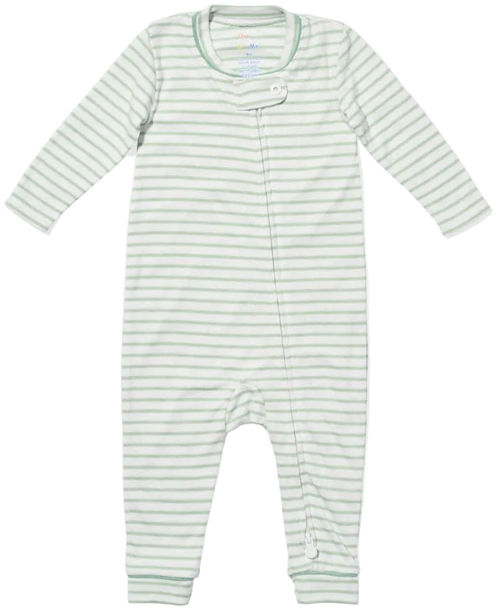 Ziggy Zip Romper - Dusty Seafoam Mini Stripe
